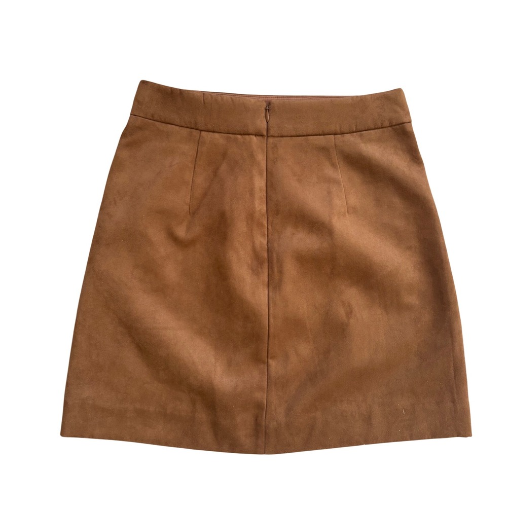 J.Crew Faux Suede Mini Skirt Womens 0 Brown CN435 NWT - Picture 2 of 7